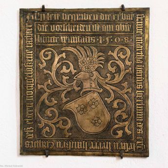 Płyta z nagrobka Marty Berlin z domu Krappe zm. 1508, żony Hansa Berlina zm. 1532.