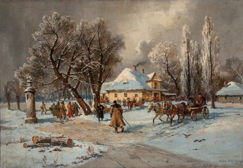 Władysław Bończa-Rutkowski; Scena przed dworkiem, 1904