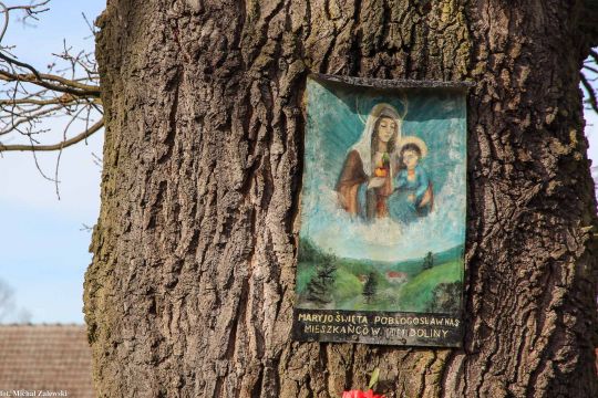 Obraz Matki Bożej z dzieciątkiem malowany na blasze, Leśnica