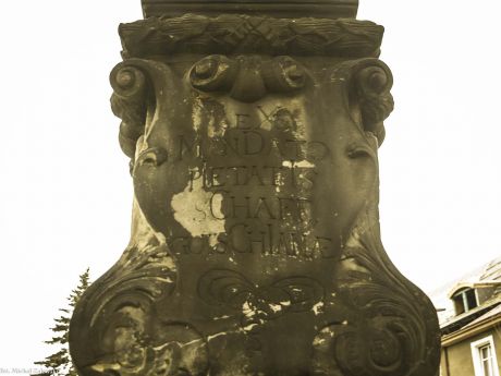 Św. Jan Nepomucen, Cieplice-Zdrój; inskrypcja tył (fot. 2014)