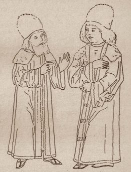 Rajcy wrocławscy wg rysunku z XV w. (rysunku z lewej)