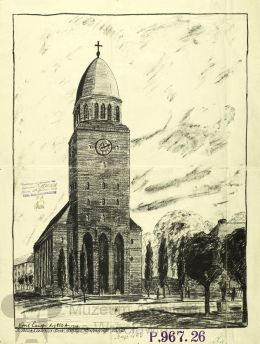 Niezrealizowany ostatecznie projekt (1926-1927) kościoła pw. św. Piotra Kanizjusza autorstwa architekta Kurta Langera