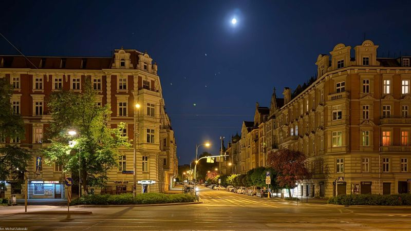 Skrzyżowanie ulic Skłodowskiej i Norwida w kierunku południowym