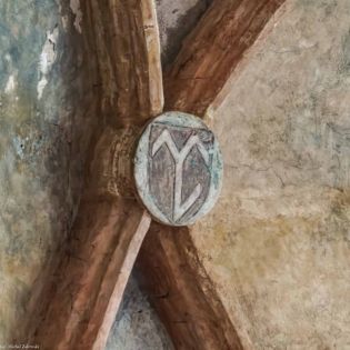 Gmerk na zworniku sklepienia kaplicy kaplicy Smedechinów w farze elżbietańskiej. Być może Mathiasa Smedchina lub jego syna (XV w.?).