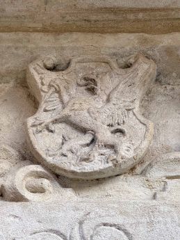 Herb Althoffów na epitafium Lorenza Schubarta (1494-1573) i jego żony Anny (zm. 1551) z domu Althoff. Północna fasada fary elżbietańskiej.