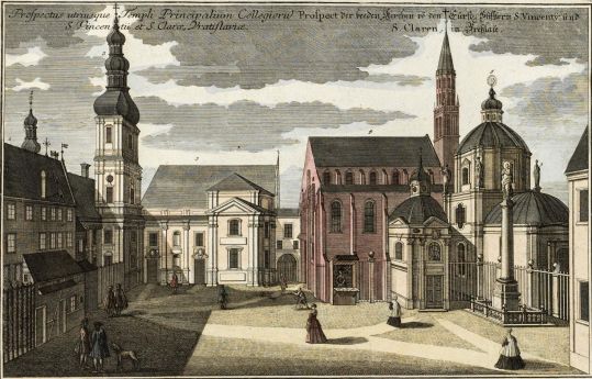 Plac Nankiera na XVIII-wiecznym miedziorycie (wg rys. F. B. Wernera)