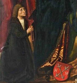 Gmerk Hansa Hölczela (zm. 1512) na tarczy.