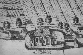 8. Fragment planu Wrocławia z 1562 r. z kościołem pw. św. Maurycego