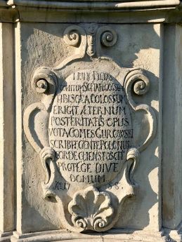 Św. Jan Nepomucen, Cieplice-Zdrój; inskrypcja przód (fot. 2025)