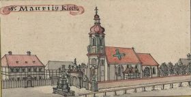 10. Kościół św. Maurycego, rys. z ok 1750 r. Friedriech Weber