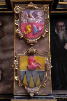 Rindfleisch (herb dolny) na epitafium Hieronima von Uthmann und Rathen zm. 1580 i jego żony Ewy z domu Morenberg zm. 1583