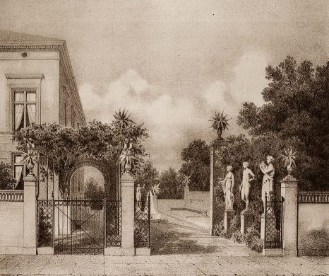 Posągi przy wejściu ogrodowym; 1857 r.